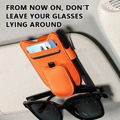 Luxury Car Visor Glasses Clip – Magnetic 3-in-1 Sunglasses Holder with Card Slot