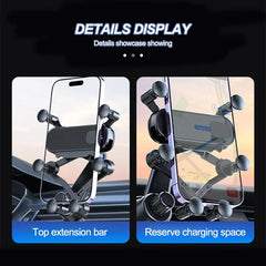 Air Vent Car Phone Holder – 6-Joint 360° Gravity Mount Stable Hook for 4.7–7 Inch Phones