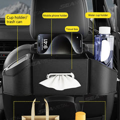 Car Back Seat Organizer – Multifunction Storage Box with Cup Holder, Trash Bin & Phone Mount