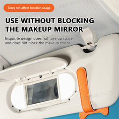 Luxury Magnetic Sunglasses Holder for Car – Leatherette Sun Visor Clip Organizer