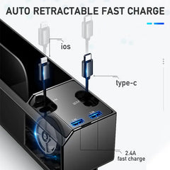 Multifunctional Car Seat Gap Organizer – Dual USB Port Charger for iPhone & Android