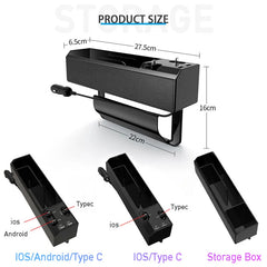 Multifunctional Car Seat Gap Organizer – Dual USB Port Charger for iPhone & Android