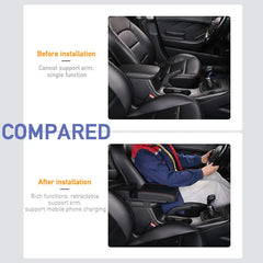 PU Leather Car Armrest Storage Box – Multi-Functional Movable Armrest with Cup Holder