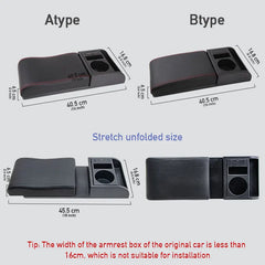 PU Leather Car Armrest Storage Box – Multi-Functional Movable Armrest with Cup Holder