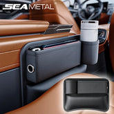 Universal Car Seat Gap Filler – Wear-Resistant PU Leather Organizer with Cup Holder