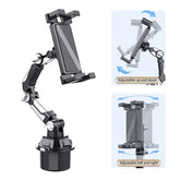 360-Degree Rotating Car Phone & Tablet Holder – Adjustable 6.5–9.5CM Cup Holder Mount