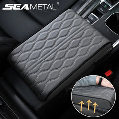 Thickened Car Armrest Box Cushion – 3D Memory Foam PU Leather Console Cover