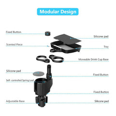 4-in-1 Car Cup Holder Extension – 360° Rotating Snack Tray & Drink Holder (3kg Load)