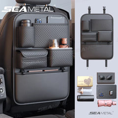Luxury Car Seat Back Storage Bag – Multifunction Backseat Organizer with Anti-Kick Guard