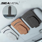 Luxury Suede Car Glasses Holder – Strong Magnetic Sun Visor Clip with Card Pocket