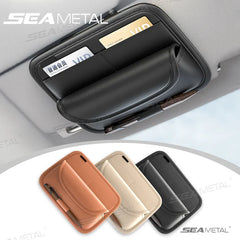 Car Visor Storage Bag – Luxury Textured Sunglasses Holder with Flannel Interior