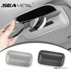 Car Glasses Case – Wear-Resistant PU Leather Sunglasses Holder with Hook & Loop Fastener