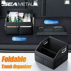 Foldable Car Trunk Organizer – 22.5L Waterproof Wear-Resistant Storage Box with 6 Pockets