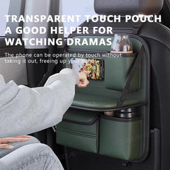 8-in-1 Car Seat Back Organizer with Foldable Tray – Waterproof Wear-Resistant Storage Bag
