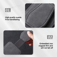Luxury Suede Car Glasses Holder – Strong Magnetic Sun Visor Clip with Card Pocket