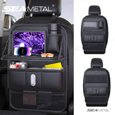Multi-Pocket Car Seat Back Organizer – Foldable Tray with Tissue Holder