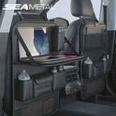 Car Seat Back Organizer with Foldable Table Tray – Auto Backseat Storage Bag with Tablet Holder