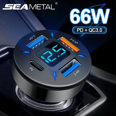 66W Car Cigarette Lighter Charger – 4-Port Fast Charging for iPhone, Xiaomi, Samsung