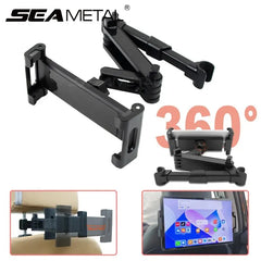 Car Headrest Tablet Holder – 360° Rotating Seat Back Mount for 5–13 Inch Devices