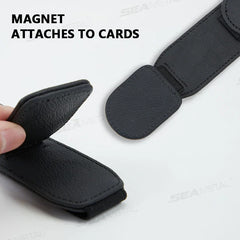 Magnetic Cowhide Car Glasses Holder – Dual-Clip Stable Sun Visor Sunglasses Organizer