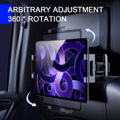Telescopic Car Headrest Tablet Holder – 360° Rotating Mount for 4–12.9in Devices
