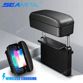 All-in-One Car Arm Rest Storage Box – Wireless Charging Large Capacity Organizer