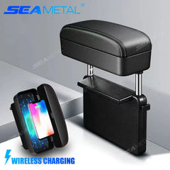 All-in-One Car Arm Rest Storage Box – Wireless Charging Large Capacity Organizer