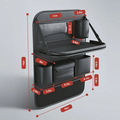 Car Seat Back Organizer with Foldable Table Tray – Auto Backseat Storage Bag with Tablet Holder