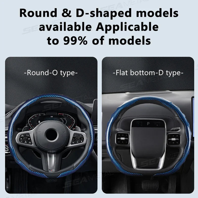 Carbon Fiber Steering Wheel Cover – Non-Slip Anti-Scratch Protection for 37–39cm Wheels