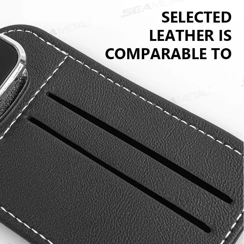 Car Sun Visor Glasses Clip – PU Leather Scratch-Free Sunglasses Holder with Card Slot