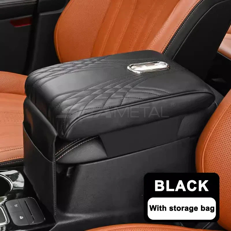 Car Armrest Box Cover – Memory Foam Center Console Extension Cushion with Tissue Holder