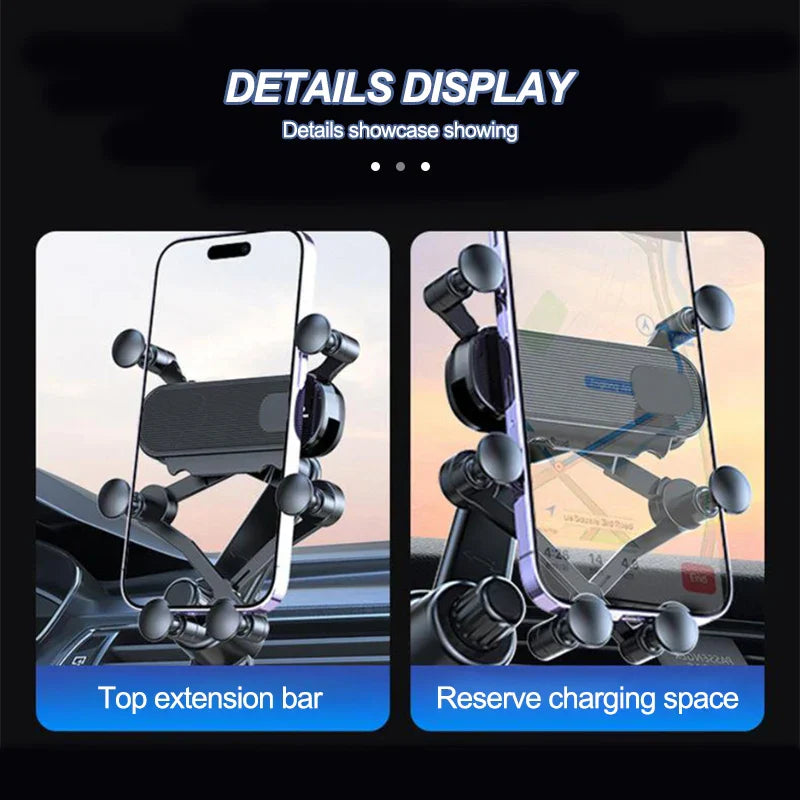 Air Vent Car Phone Holder – 6-Joint 360° Gravity Mount Stable Hook for 4.7–7 Inch Phones