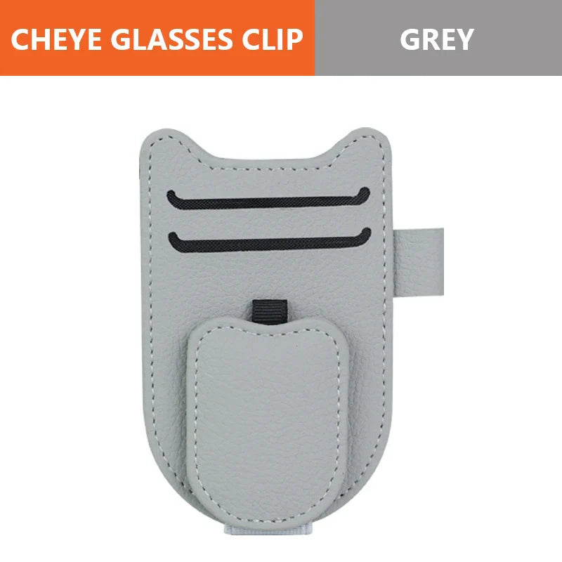 Luxury Magnetic Sunglasses Holder for Car – Leatherette Sun Visor Clip Organizer