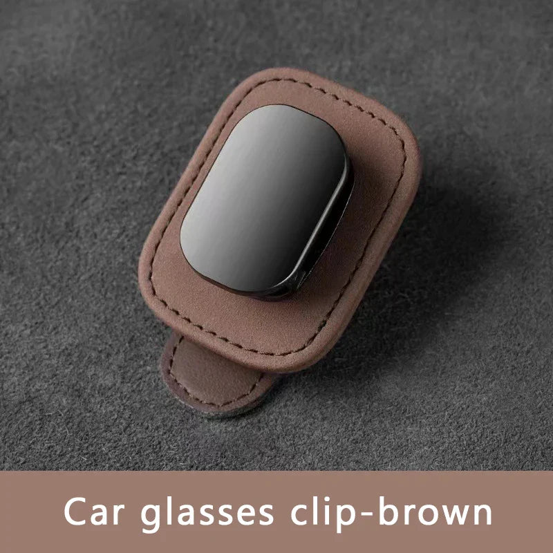 Compact Alloy Car Visor Glasses Holder – Premium Suede Sunglasses Mount
