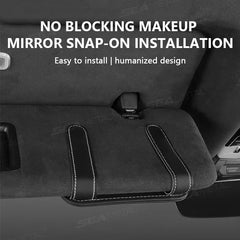 Car Sun Visor Glasses Clip – PU Leather Scratch-Free Sunglasses Holder with Card Slot