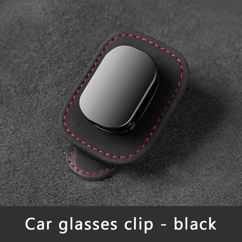 Compact Alloy Car Visor Glasses Holder – Premium Suede Sunglasses Mount