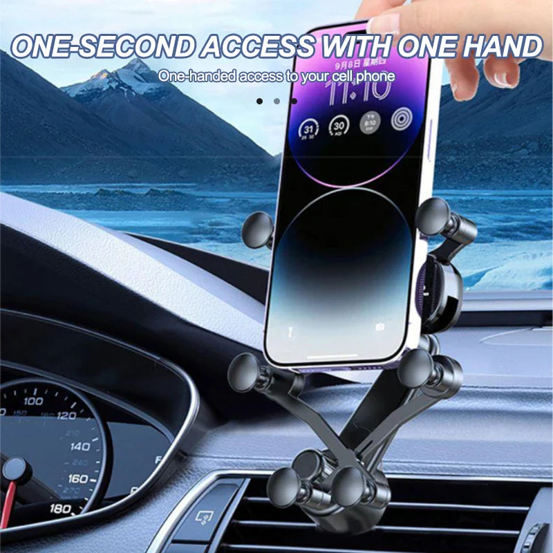 Air Vent Car Phone Holder – 6-Joint 360° Gravity Mount Stable Hook for 4.7–7 Inch Phones
