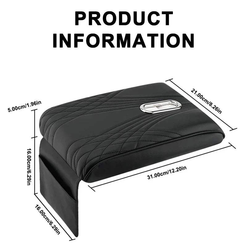 Car Armrest Box Cover – Memory Foam Center Console Extension Cushion with Tissue Holder