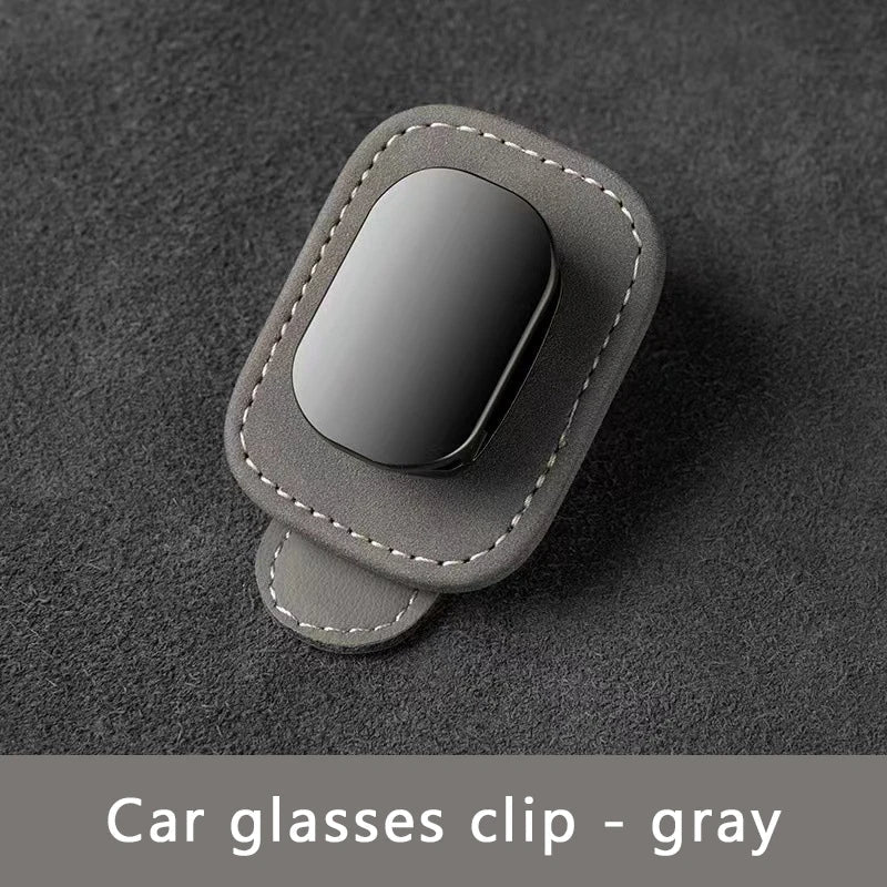 Compact Alloy Car Visor Glasses Holder – Premium Suede Sunglasses Mount