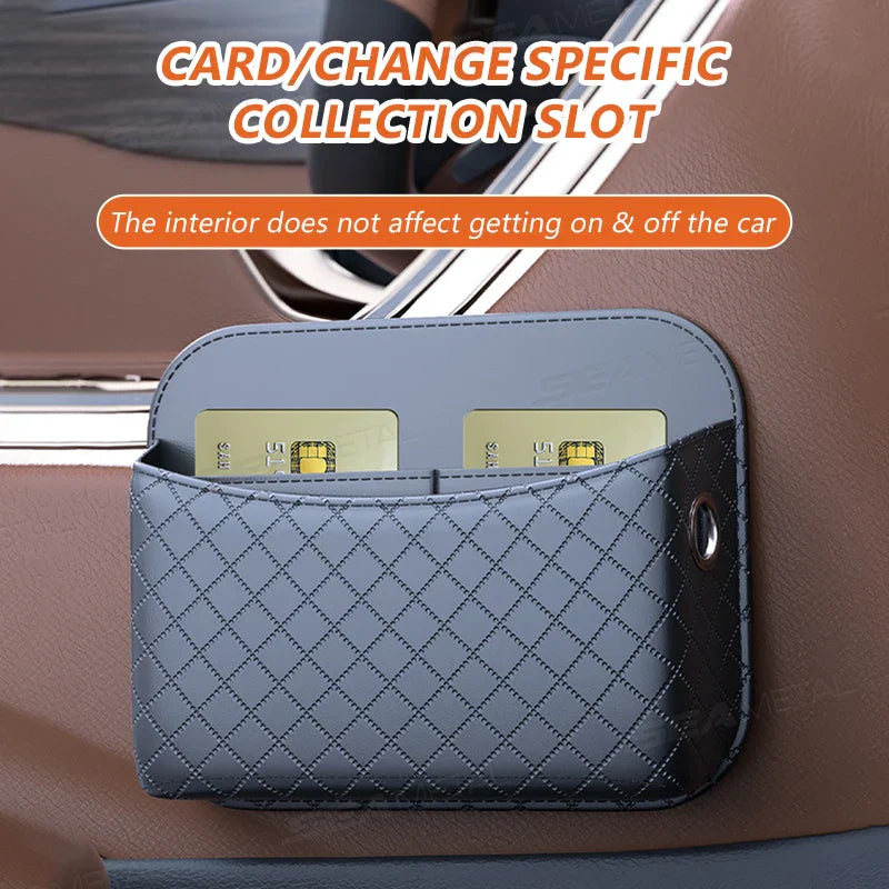 Universal Car Seat Side Organizer – Wear-Resistant Pocket for Phone & Cards
