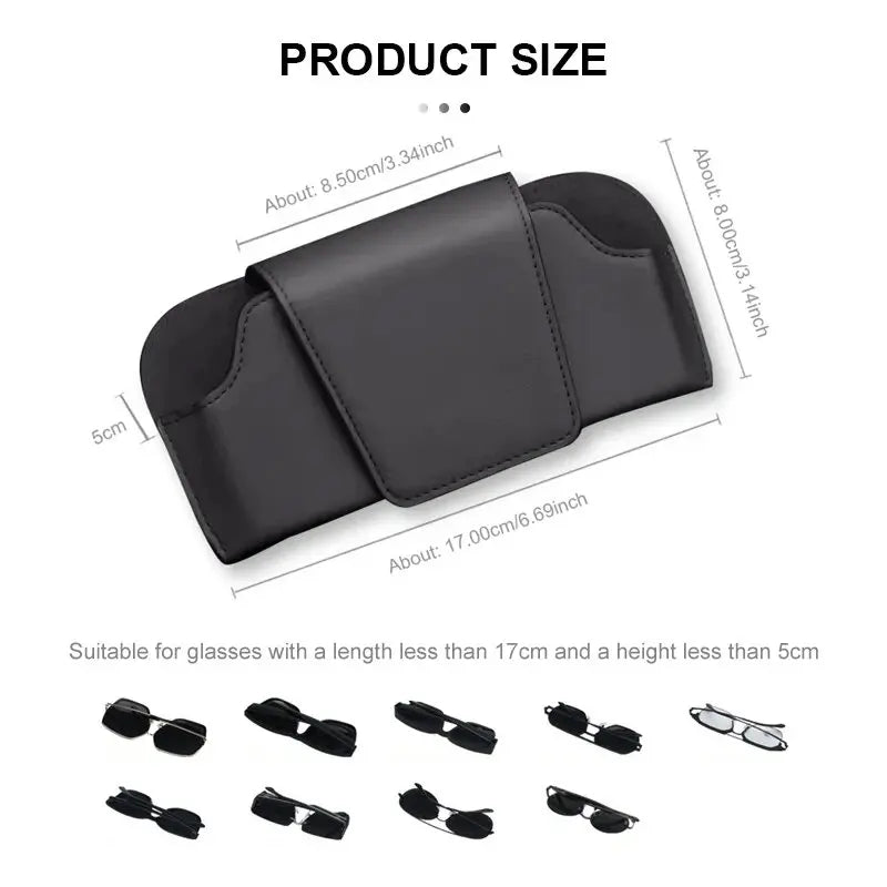 Premium Cowhide Sun Visor Glasses Holder – Wear-Resistant Leather Sunglasses Storage Case for Car