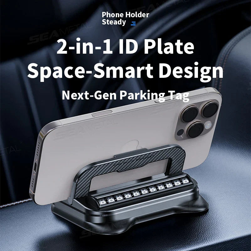 Dashboard Car Phone Holder – 360° Rotation Head-Up Mount with Anti-Slip Base & Number Plate