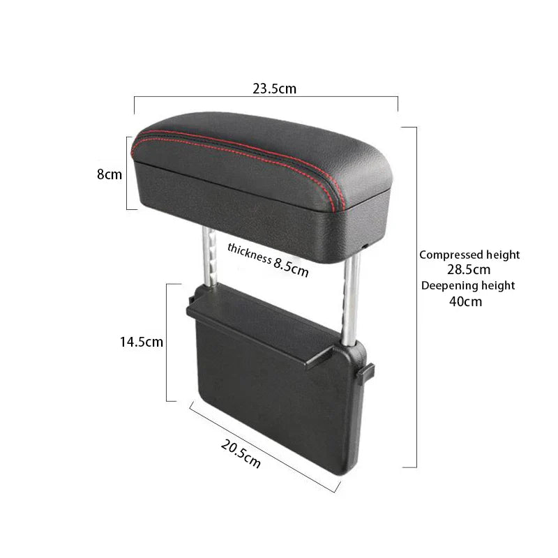 Adjustable Car Armrest Box – Elbow Support Seat Gap Organizer with Cushion