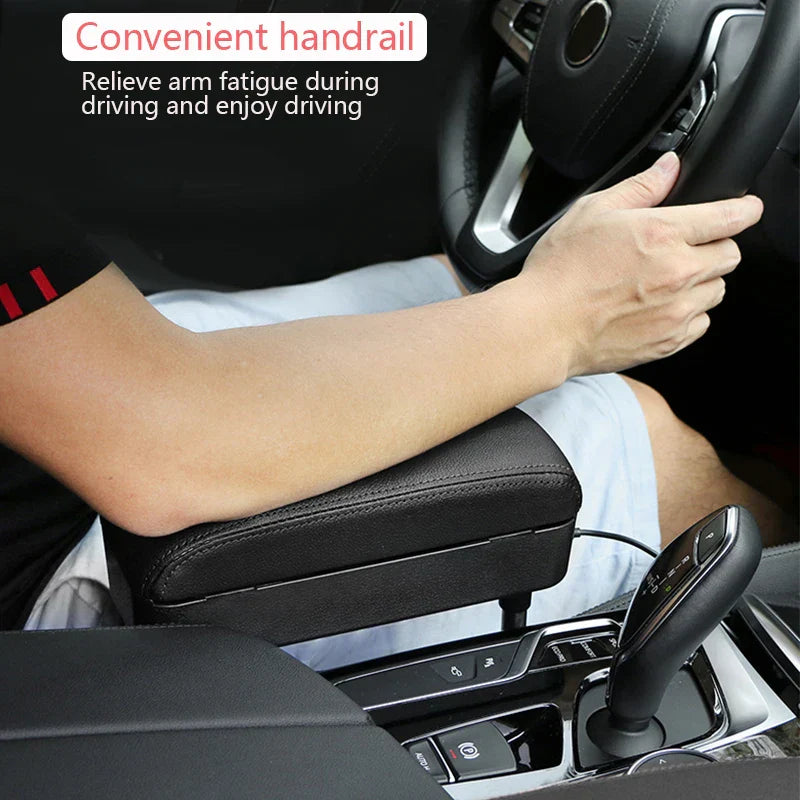 Adjustable Car Armrest Box – Elbow Support Seat Gap Organizer with Cushion