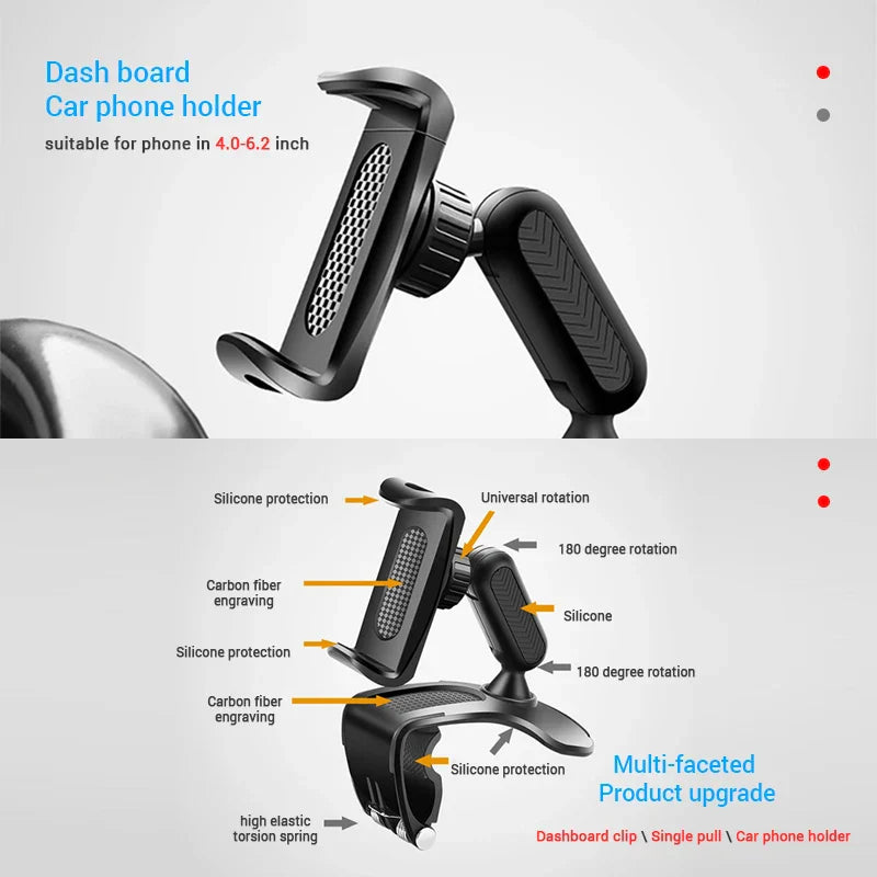 Dashboard Head-Up Phone Holder – 360° Rotating Stable Anti-Slip Car Mount
