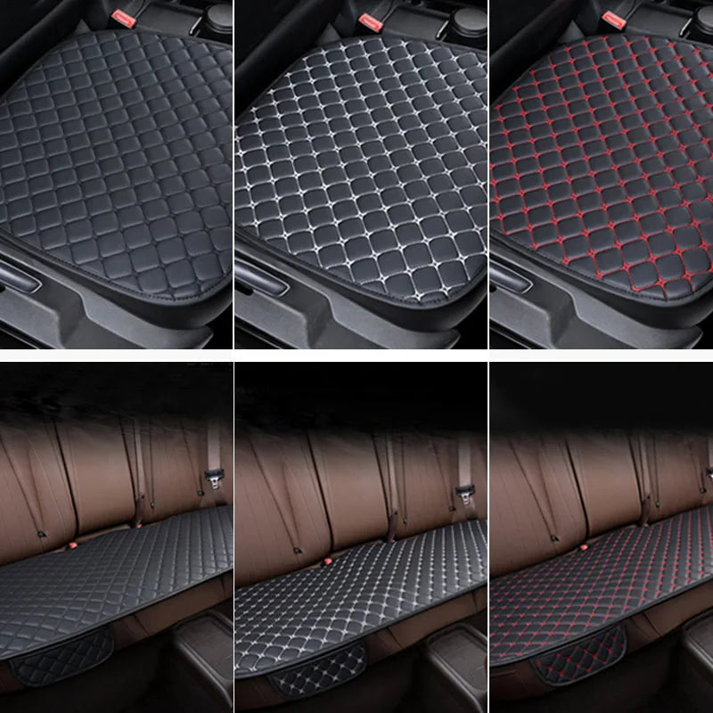 Universal PU Leather Auto Seat Cushion – Protective Cover with Storage Pocket