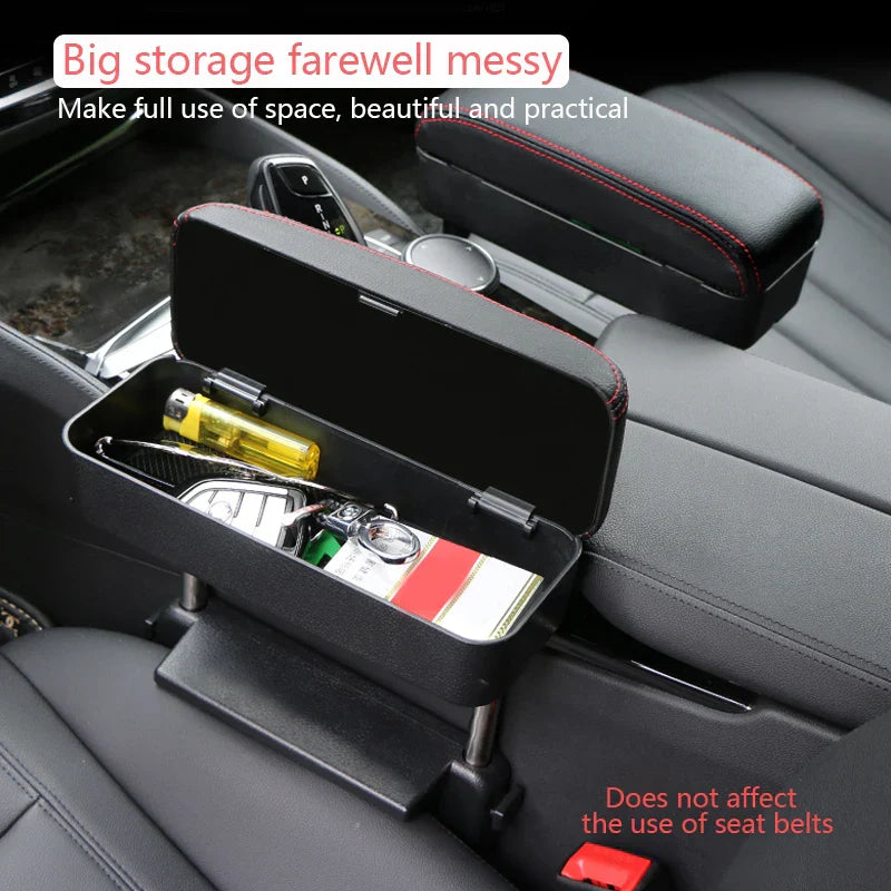 Adjustable Car Armrest Box – Elbow Support Seat Gap Organizer with Cushion