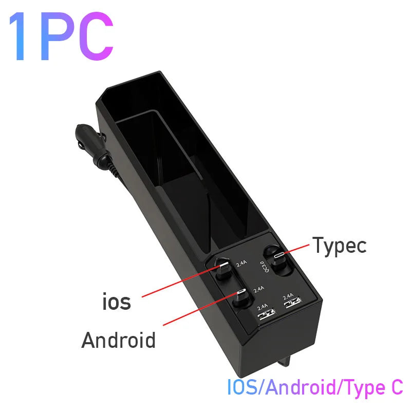Multifunctional Car Seat Gap Organizer – Dual USB Port Charger for iPhone & Android