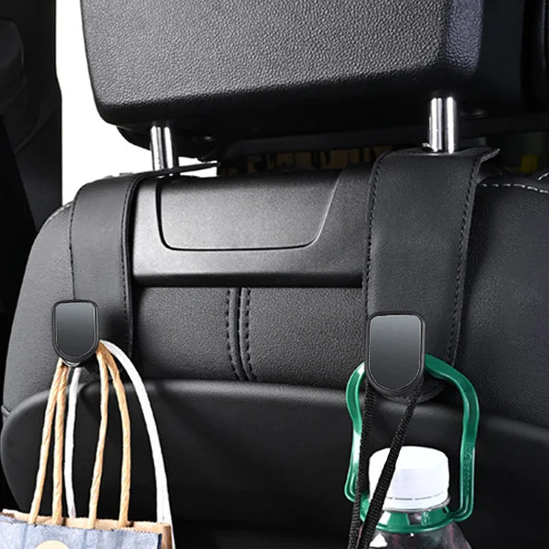 Universal Hidden Car Headrest Hook – Suede Leather Rear Row Hanger 20KG Load-Bearing