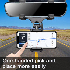 Adjustable Car Mirror Phone Holder – Secure Gripper Smartphone Bracket with 360° Rotation